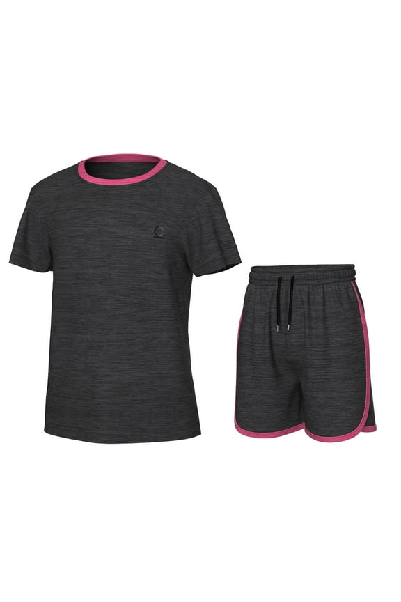 Girls' Clothing Sets, Athletic T-Shirt and Short Outfits Performance Activewear Cute Summer Girls Fashion Size 5-14