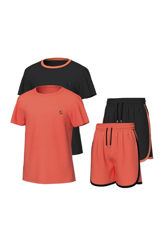 Girls Clothing Sets Tagless Loose Athletic Performance Crew Neck T-Shirt and Short Outfits Size 5-14 (4 Piece Set)