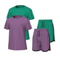 thumbnail image 1 of Essenclo Girls Clothing Sets Tagless Loose Athletic Performance Crew Neck T-Shirt and Short Outfits Size 5-14 (4 Piece Set), 1 of 7