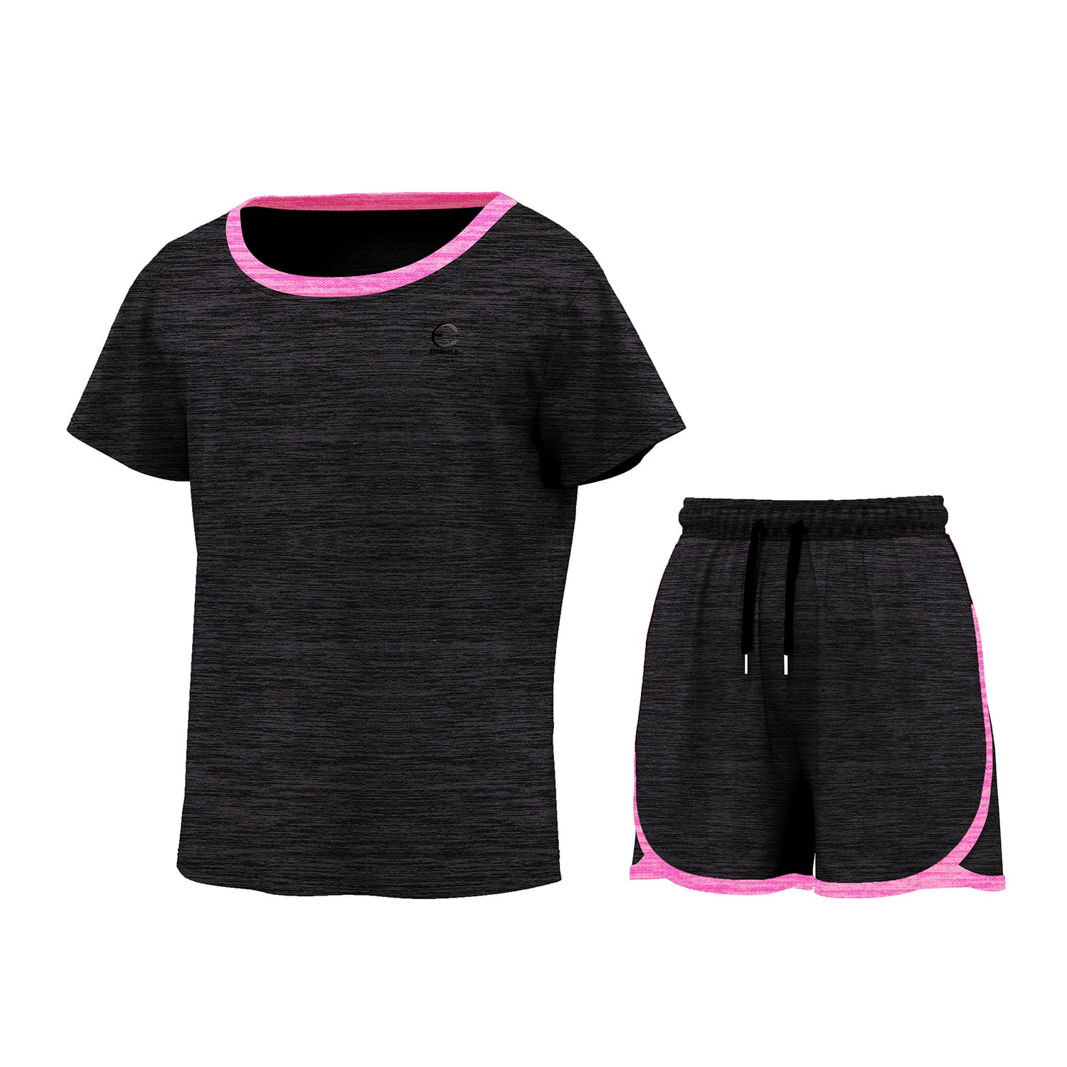 Essenclo Girls Athletic Set T Shirt and Athletic Shorts Size 5 14 2 Pc Set Charcoal Walmart Business Supplies