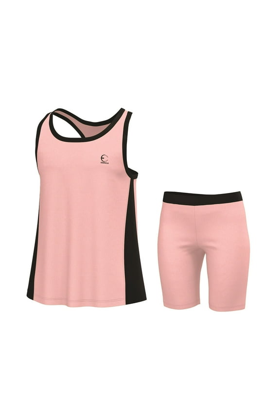 Girls Summer Set, Tank Top and Athletic Shorts, 2 Pc Set - Soft Pink