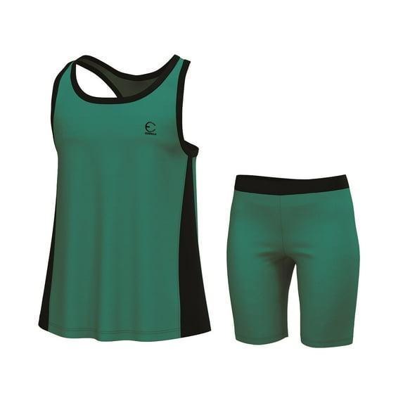 Essenclo Girls Summer Set, Tank Top and Athletic Shorts, 2 Pc Set - Teal Green