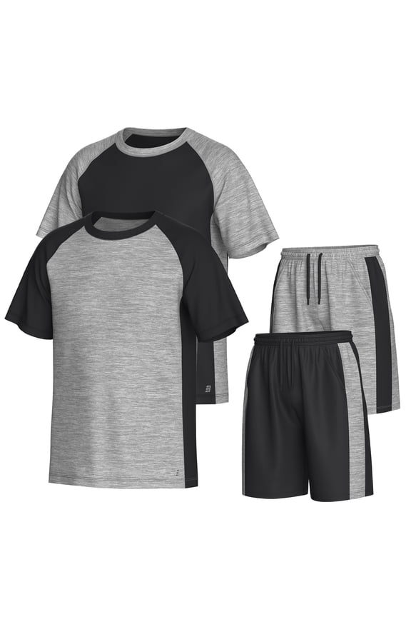 Mens Clothing Sets Tagless Loose Athletic Performance Crew Neck T-Shirt and Short Outfits Size S-3X (4 Piece Set) - Set-8 - XL