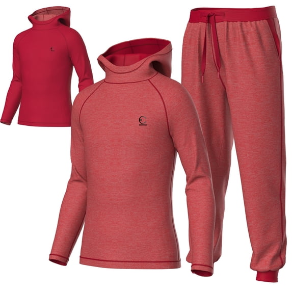 Essenclo Youth Kids Sweatsuit Jogger Outfit - Boys Girls Athletic Reversible Pullover Hoodie & Pants Activewear Clothes Set