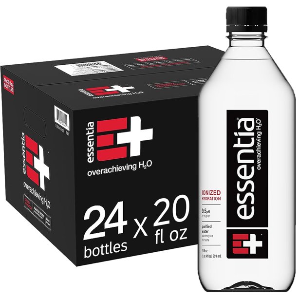 Essentia Bottled Water, Ionized Alkaline Water, 20 fl oz Each, 24