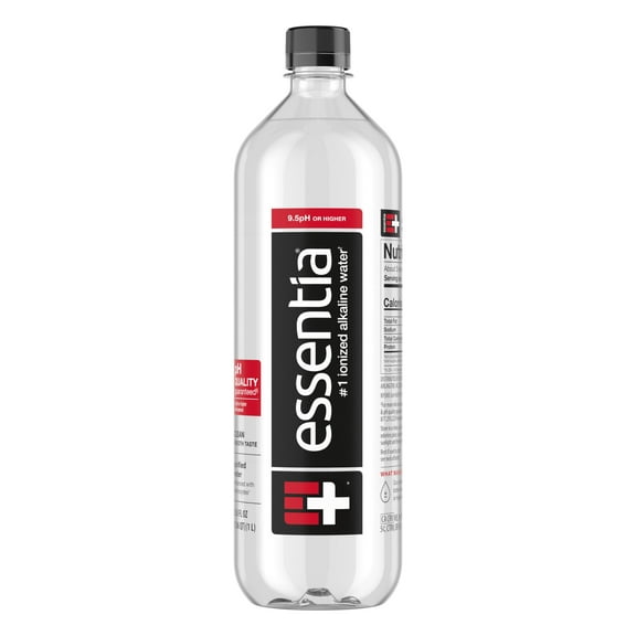 Essentia Bottled Water, 1 Liter Bottle, Ionized Alkaline Water 34 fl oz