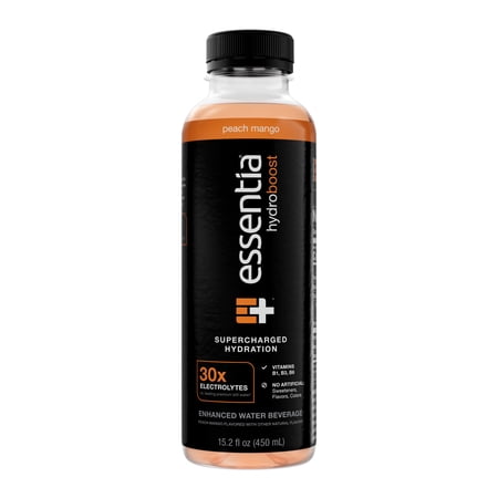 Essentia Hydroboost Enhanced Electrolyte Flavored Bottled Water, Peach Mango, 450 ml Bottle