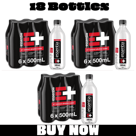Essentia Ionized Alkaline Water, 9.5+ pH, 99.9% Pure Bottled Water, 20 fl oz Bottles, 18 Pack