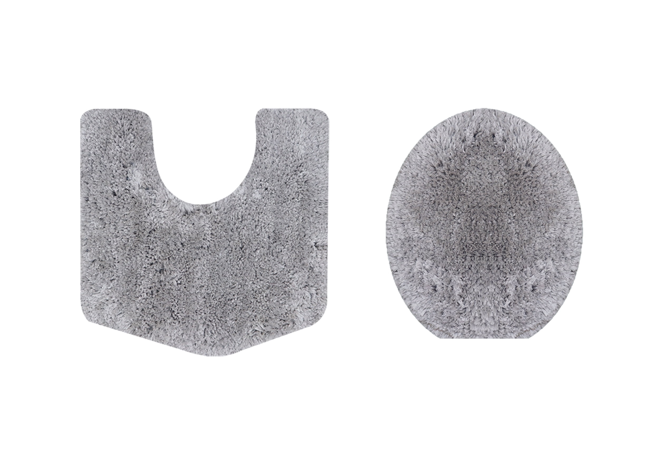 Essential 2-Piece Bathroom Contour and Toilet Lid Cover Set, Plush Microfiber Contour Rug and Non-Slip Toilet Lid Cover, Ultra Absorbent, Quick-Dry, Machine Washable, Grey