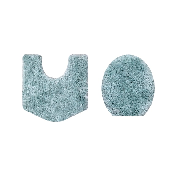 Essential 2-Piece Bathroom Contour and Toilet Lid Cover Set, Plush Microfiber Contour Rug and Non-Slip Toilet Lid Cover, Ultra Absorbent, Quick-Dry, Machine Washable, Turquoise