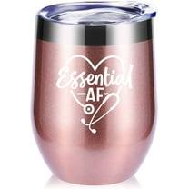 Essential AF 12 OZ Wine Glasses Tumbler.Funny Nurse Gifts,Doctor Gifts,Medical Practitioners Gifts.Birthday,Christmas,Graduation Gifts for Men,Women Best Friends Mug(Rose Gold)
