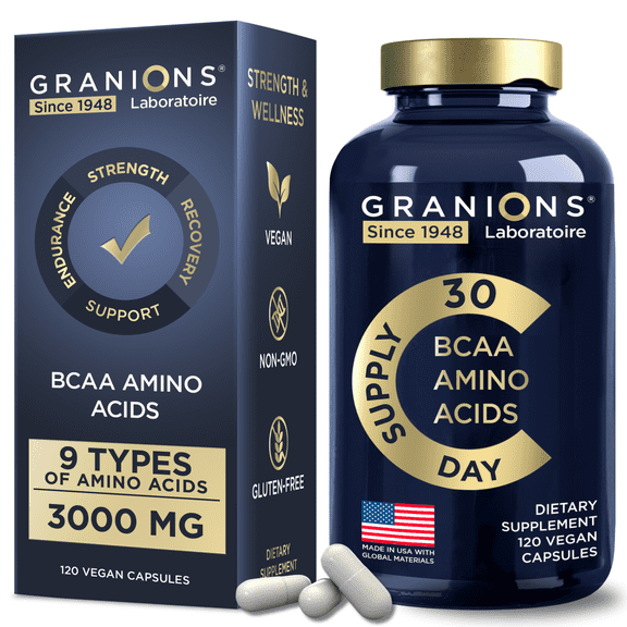 Essential Amino Acids Supplement for Men & Women - All 9 BCAAs EAA Supplements - Leucine Amino Acid, Lysine, Tryptophan, Advanced Amino Complex for Energy & Muscle Recovery - 120 Vegan BCAA Capsules