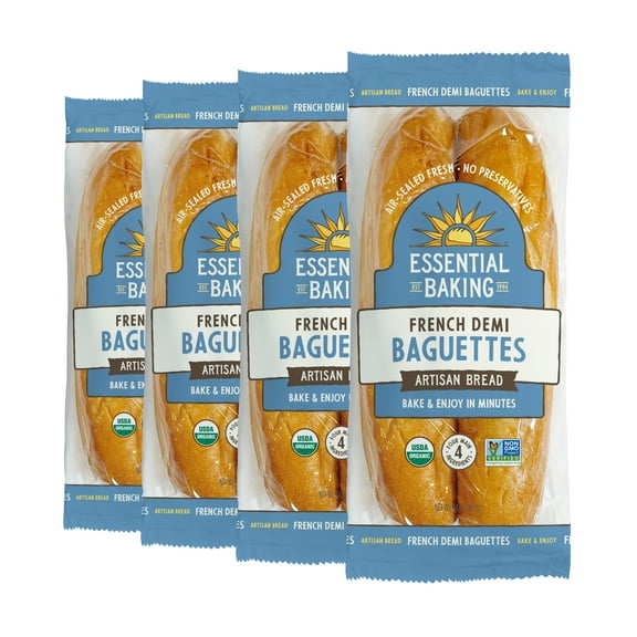 Essential Bake at Home French Demi Baguettes, Non-GMO, Shelf-Stable, 14 oz, 4 Pack