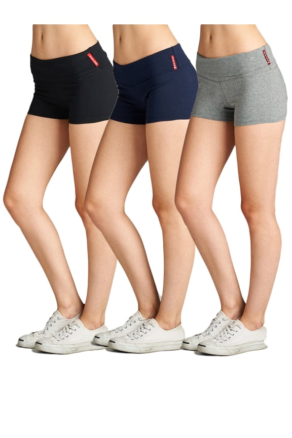 Junior Women Fold Over Low Rise Short Cotton Spandex Yoga Dance