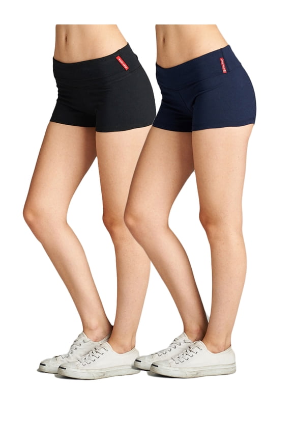 Junior Women Fold Over Low Rise Short Cotton Spandex Yoga Dance