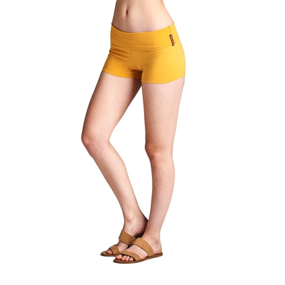 Essential Basic Junior Women Fold Over Low Rise Short Cotton Spandex Yoga Dance