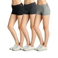 thumbnail image 1 of Essential Basic Junior Women Fold Over Low Rise Short Cotton Spandex Yoga Dance, 1 of 5