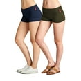 thumbnail image 1 of Essential Basic Junior Women Fold Over Low Rise Short Cotton Spandex Yoga Dance, 1 of 4