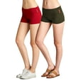 thumbnail image 1 of Essential Basic Junior Women Fold Over Low Rise Short Cotton Spandex Yoga Dance, 1 of 4