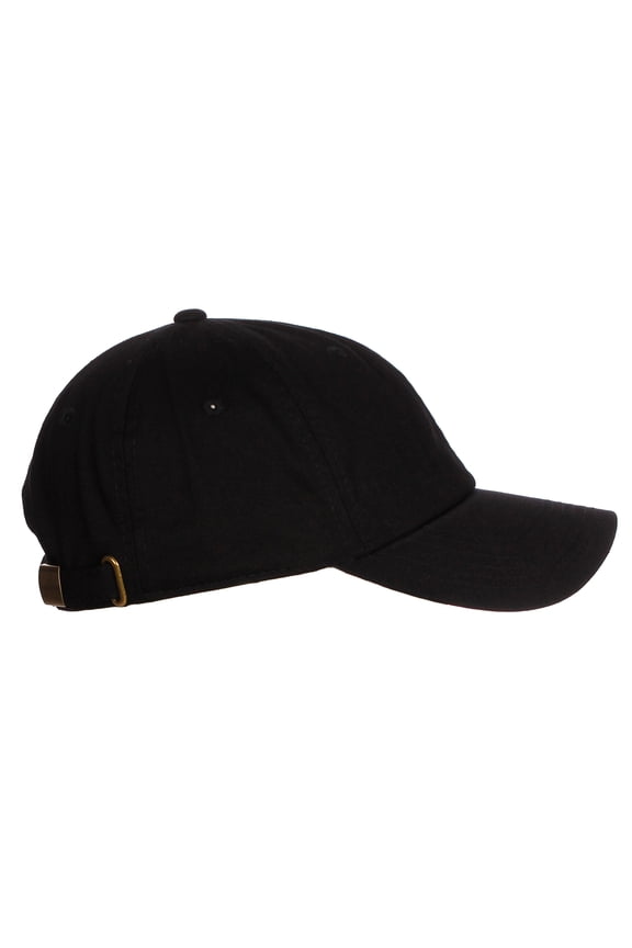 Plain Dad Hat 100% Cotton Unstructured Hat Unisex Adjustable Strap - Black