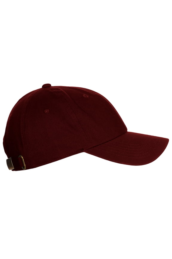 Plain Dad Hat 100% Cotton Unstructured Hat Unisex Adjustable Strap - Burgundy