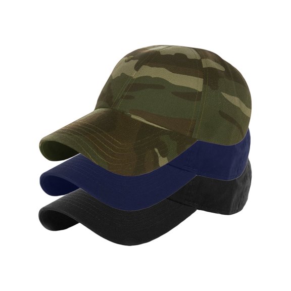 Essential Basic Plain Dad Hat 100% Cotton Unstructured Hat Unisex Strap Cap - Camo Navy Black