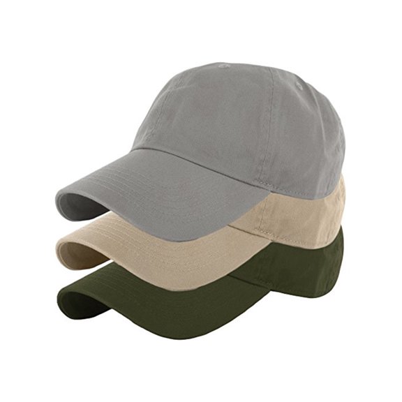 Essential Basic Plain Dad Hat 100% Cotton Unstructured Hat Unisex Strap Cap - Khaki Olive Light Gray