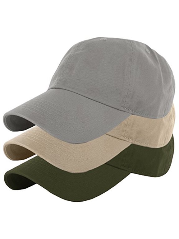 Plain Dad Hat 100% Cotton Unstructured Hat Unisex Strap Cap - Khaki Olive Light Gray