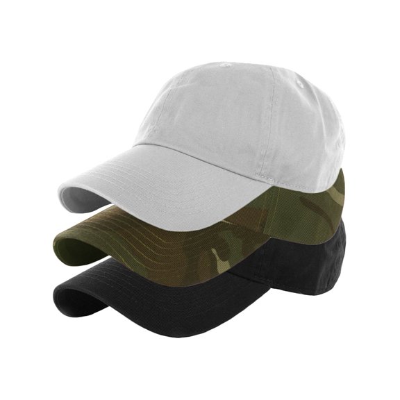 Essential Basic Plain Dad Hat 100% Cotton Unstructured Hat Unisex Strap Cap - White Black Camo
