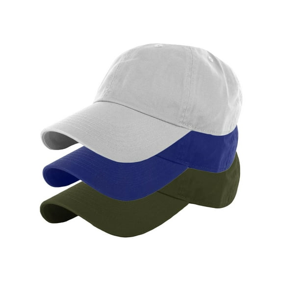 Essential Basic Plain Dad Hat 100% Cotton Unstructured Hat Unisex Strap Cap - White Olive Royal