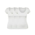 thumbnail image 1 of Essential Basic Scoop Neck Short Sleeve Basic Tee - 3 Pack - Wht, Wht, Wht, Large, 1 of 3