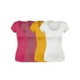 thumbnail image 1 of Essential Basic Scoop Neck Short Sleeve Basic Tee - 4 Pack - Wht, New Yllw, Dst Ros, Fchsia, L, 1 of 5