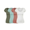 thumbnail image 1 of Essential Basic Scoop Neck Short Sleeve Tee Women Basic Tshirt - Value Pk Deal, Junior to Plus Sizes, 1 of 5
