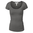 thumbnail image 1 of Essential Basic Scoop Neck Short Sleeve Tee for Women Tshirt - Junior, Heather Charcoal, L, 1 of 3
