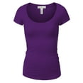 thumbnail image 1 of Essential Basic Scoop Neck Short Sleeve Tee for Women Tshirt - Junior, Purple, S, 1 of 3