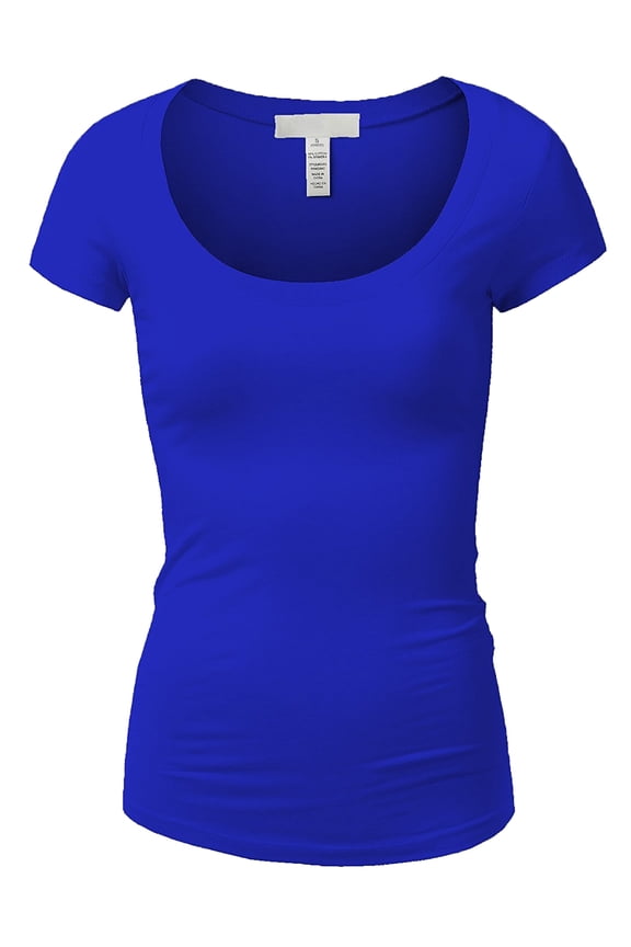 Scoop Neck Short Sleeve Tee for Women Tshirt - Junior, Royal, S