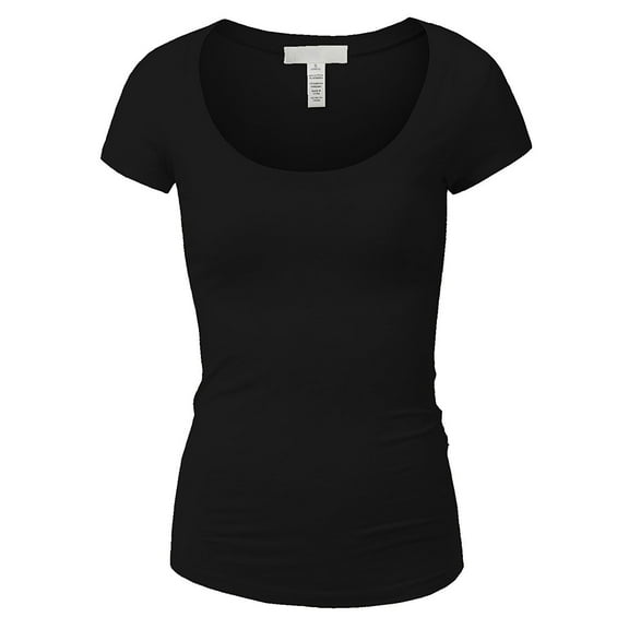 Essential Basic Scoop Neck Short Sleeve Tee for Women Tshirt - Junior to Plus Sizes