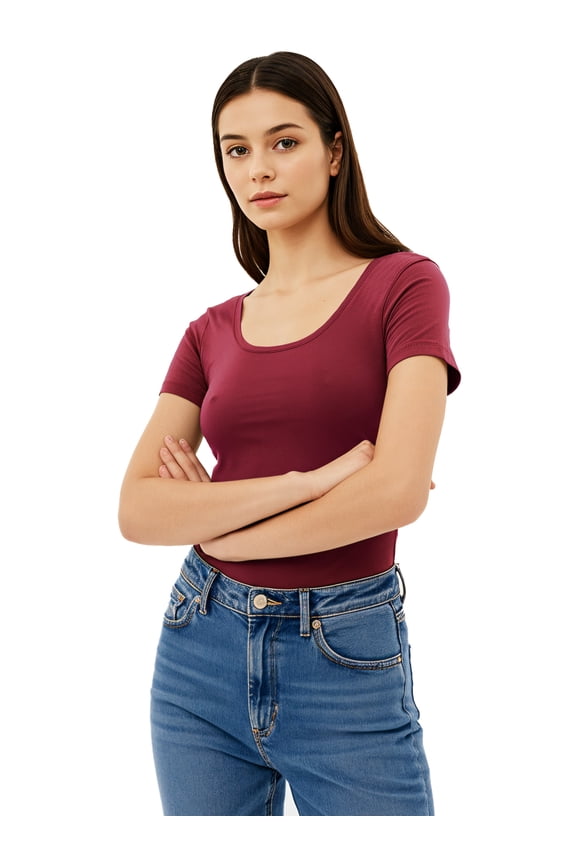 Scoop Neck Short Sleeve Tee for Women Tshirt - Junior to Plus Sizes