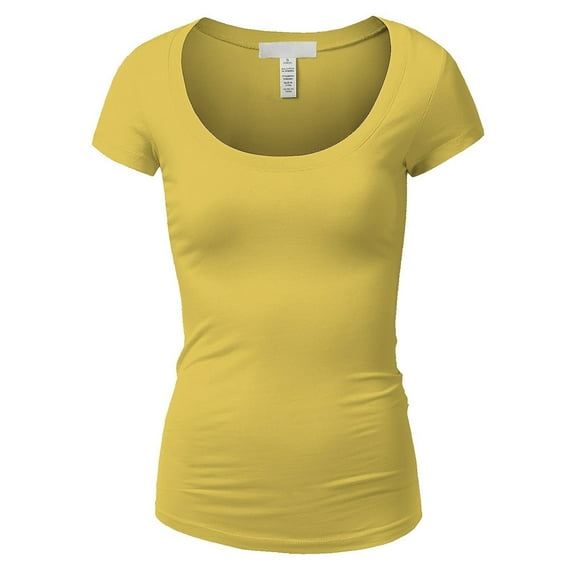 Essential Basic Scoop Neck Short Sleeve Tee for Women Tshirt - Junior to Plus Sizes