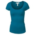 thumbnail image 1 of Essential Basic Scoop Neck Short Sleeve Tee for Women Tshirt - Junior to Plus Sizes, 1 of 3