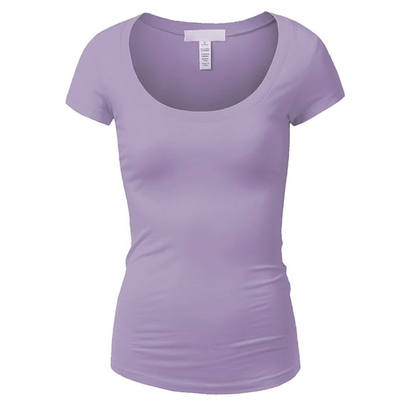 Essential Basic Scoop Neck Short Sleeve Tee for Women Tshirt - Junior to Plus Sizes
