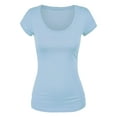 thumbnail image 1 of Essential Basic Scoop Neck Short Sleeve Tee for Women Tshirt -Plus, L Blue, 3XL, 1 of 3