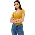 thumbnail image 1 of Essential Basic Scoop Neck Short Sleeve Tee for Women Tshirt -Plus, Mustard, 2XL, 1 of 6