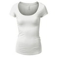 thumbnail image 1 of Essential Basic Scoop Neck Short Sleeve Tee for Women Tshirt -Plus, White, 2XL, 1 of 4