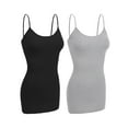 thumbnail image 1 of Essential Basic Women Basic Built In Bra Spaghetti Strap Cami Top Tank - 2 Pk Black H Gray, M, 1 of 5