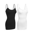 thumbnail image 1 of Essential Basic Women Basic Built In Bra Spaghetti Strap Cami Top Tank - 2 Pk Black White, L, 1 of 5