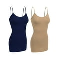 thumbnail image 1 of Essential Basic Women Basic Built In Bra Spaghetti Strap Cami Top Tank - 2 Pk Navy Khaki, M, 1 of 5