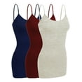 thumbnail image 1 of Essential Basic Women Basic Built In Bra Spaghetti Strap Cami Top Tank - 3 Pk Burgundy Navy Oatmeal, M, 1 of 3