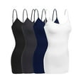 thumbnail image 1 of Essential Basic Women Basic Built In Bra Spaghetti Strap Cami Top Tank - 4 Pk Black Gray Navy White, L, 1 of 7