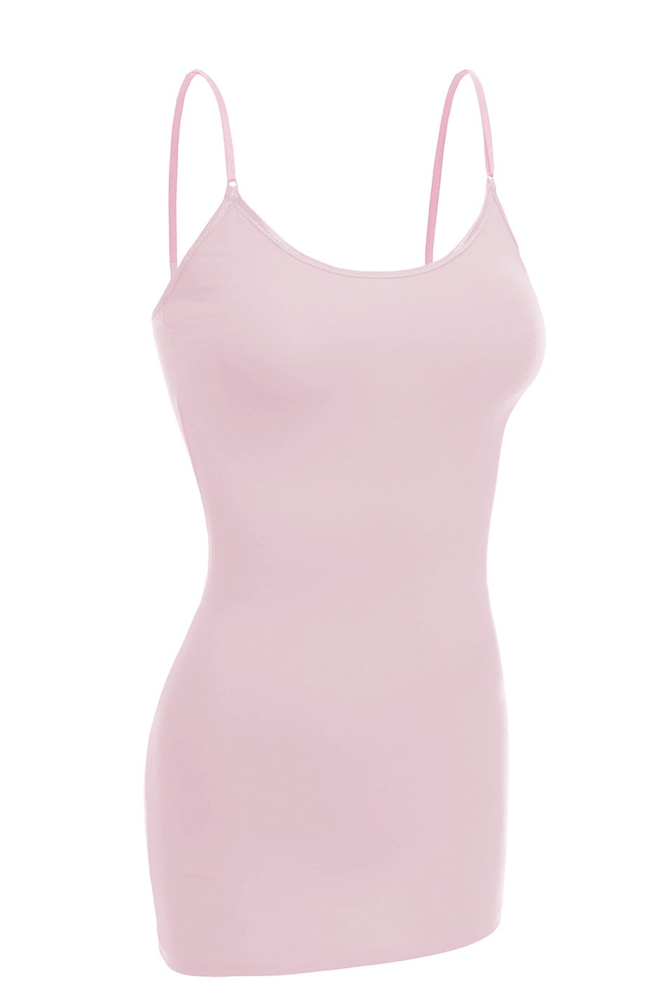 Essential Basic Women Basic Built In Bra Spaghetti Strap Cami Top Tank -  Light Pink, L